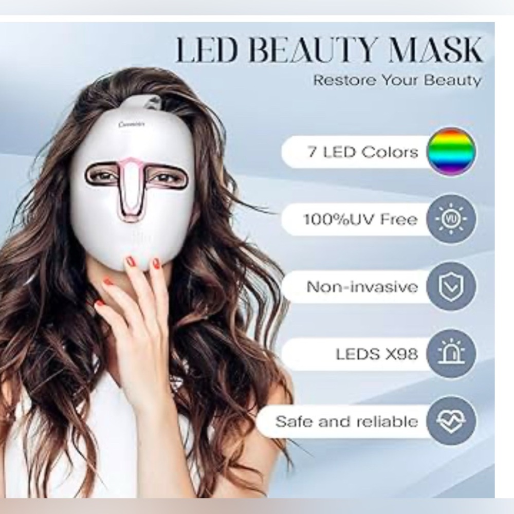 Face Mask  Therapy, 7-1 Colors Facial Skin Care Mask, Red - Picture 4 of 5